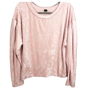 Free People We The Free Milan Pullover Pink Crushed Velvet Long Sleeve Size S